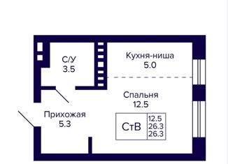 Продаю квартиру студию, 26.3 м2, Новосибирская область, 18-й Бронный переулок, 31