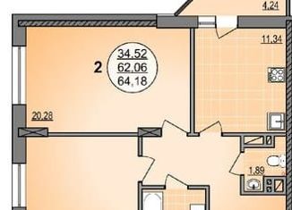 Двухкомнатная квартира на продажу, 62.06 м2, Новосибирск, ЖК Гурьевский, Гурьевская улица, 177