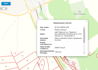 Продам участок, 12 сот., поселок Юго-Камский, Санаторная улица, 8