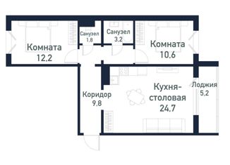 3-ком. квартира на продажу, 62.22 м2, Челябинская область, Ласковая улица, 24