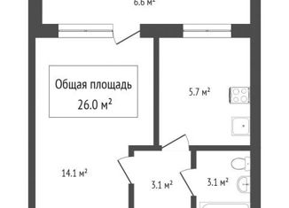 1-комнатная квартира на продажу, 25.9 м2, Томская область, Ягодная улица, 1