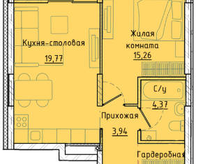 Продам 1-ком. квартиру, 47.14 м2, Екатеринбург, Машинная улица, 1В/2, ЖК Клевер Парк