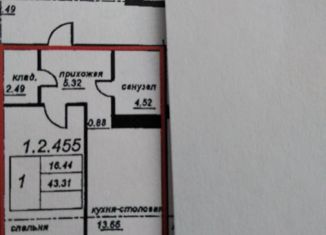 Продаю однокомнатную квартиру, 43.3 м2, Мурино, Привокзальная площадь, 3к1, ЖК Эланд