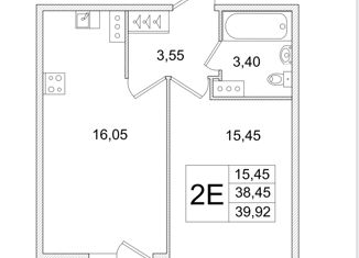 Продам однокомнатную квартиру, 39 м2, Санкт-Петербург, ЖК Форест Аквилон, Планерная улица, 87к1