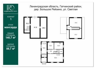 Дом на продажу, 229.6 м2, деревня Большое Рейзино, Светлая улица, 5