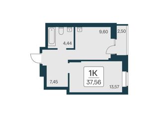 1-комнатная квартира на продажу, 37.56 м2, Новосибирск, улица Урицкого, 19, метро Площадь Гарина-Михайловского