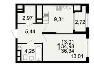 Продажа однокомнатной квартиры, 36 м2, Рязань, Октябрьский район, Льговская улица, 8