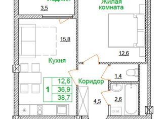 Продам 1-комнатную квартиру, 36.9 м2, Старый Оскол, микрорайон Космос, 11А