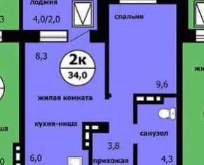 Продажа 2-ком. квартиры, 34 м2, Красноярск, улица Лесников