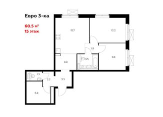 Продажа 2-комнатной квартиры, 60.5 м2, Москва, Люблинская улица, 72к3, станция Перерва