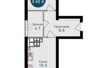 Продается однокомнатная квартира, 48.6 м2, село Гайдук, улица Труда, 8