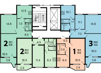 3-комнатная квартира на продажу, 73.8 м2, Москва, Осенний бульвар, 16к2, метро Крылатское