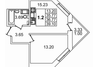 2-комнатная квартира на продажу, 35 м2, Санкт-Петербург, Пулковское шоссе, 42к6, муниципальный округ Звёздное