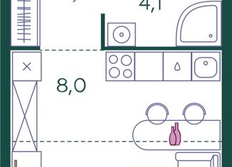 Продам квартиру студию, 27.9 м2, Москва, ЖК Шагал