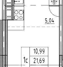 Продается квартира студия, 21.69 м2, Колпино, Загородная улица, 43к4