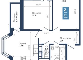 Продажа 2-ком. квартиры, 59 м2, Краснодарский край, улица Героев-Разведчиков, 11/3