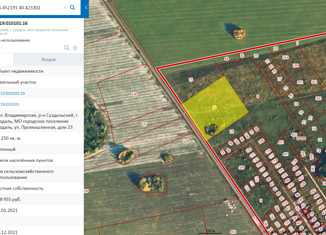 Продам земельный участок, 382.5 сот., Суздаль, Промышленная улица, 23