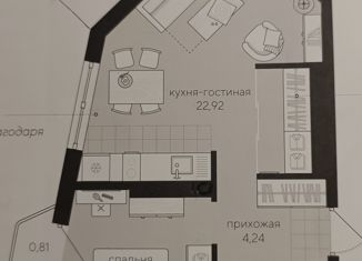 Продается однокомнатная квартира, 42.52 м2, Тюмень, улица Фармана Салманова, 3, ЖК Скандия в Комарово