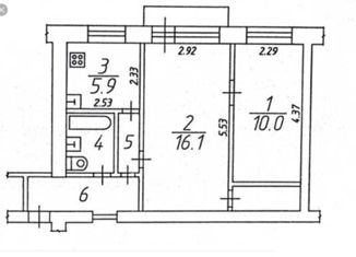 Двухкомнатная квартира на продажу, 40 м2, Уфа, проспект Октября, 150/2, Орджоникидзевский район