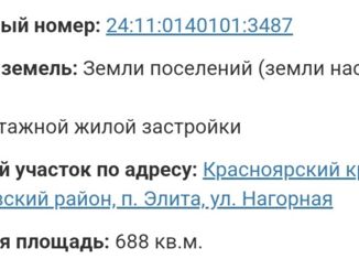 Продается участок, 7 сот., поселок Элита, Заводская улица