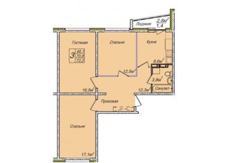 Продаю трехкомнатную квартиру, 72 м2, Новосибирск, улица Ясный Берег, 11, улица Ясный Берег