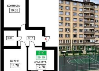 Продажа трехкомнатной квартиры, 59 м2, Краснодар, ЖК Дыхание, улица Лётчика Позднякова, 2к4