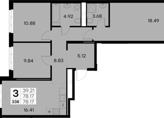 Продам 3-ком. квартиру, 78 м2, Санкт-Петербург, улица Розенштейна, 36, муниципальный округ Екатерингофский