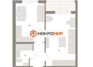 Продается 2-комнатная квартира, 42 м2, Новосибирск, улица Александра Чистякова, метро Студенческая