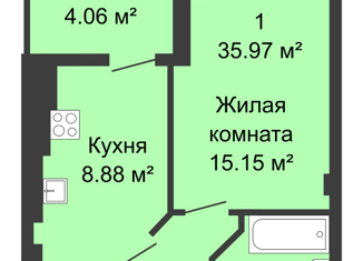Продается 1-ком. квартира, 35.9 м2, поселок Верхнетемерницкий, Атмосферный переулок, 14
