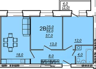 Продается 2-ком. квартира, 57 м2, Вологда, микрорайон Водники