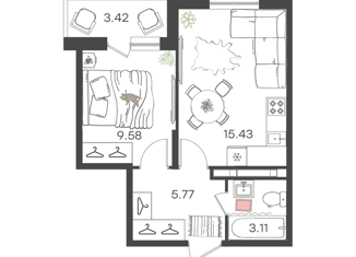 Продается 2-комнатная квартира, 34.1 м2, Ульяновская область, улица Александра Невского, 4Ак1