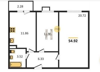 Двухкомнатная квартира на продажу, 55 м2, деревня Царёво, улица Петра Гаврилова, 16