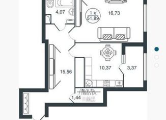 Продам 1-ком. квартиру, 51.89 м2, Тверь, улица Ткача, 3, Пролетарский район