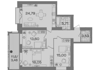 Двухкомнатная квартира на продажу, 95.91 м2, Санкт-Петербург, Лиственная улица, 20к2, муниципальный округ Сосновское