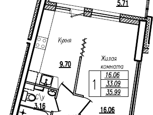 Продам однокомнатную квартиру, 35.99 м2, Санкт-Петербург, улица Кустодиева, 5к1, Выборгский район