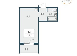 Продается 1-ком. квартира, 38 м2, дачный посёлок Мочище, микрорайон Лётный, 5