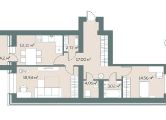 Продаю 2-комнатную квартиру, 75.14 м2, Лиски, улица Коминтерна, 32А/1