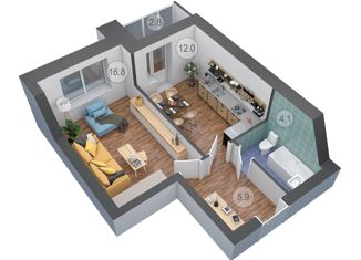 Продам однокомнатную квартиру, 39 м2, город Семилуки, Курская улица, 46Б