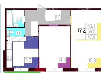 Продажа 2-комнатной квартиры, 56.6 м2, Санкт-Петербург, улица Маршала Казакова, 58с1, ЖК Балтийская Волна