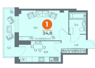 Продажа 1-ком. квартиры, 35 м2, Ростов-на-Дону, проспект 40-летия Победы, 63/17с4, ЖК Сокол Град