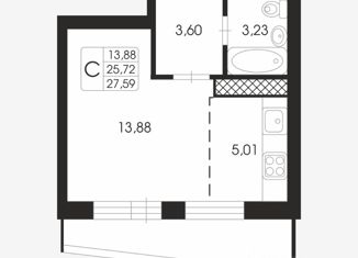 Продаю квартиру студию, 27.6 м2, Санкт-Петербург, ЖК Малая Охта, Заневский проспект, 42