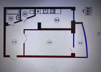 Сдается в аренду 1-комнатная квартира, 50 м2, Воронеж, улица Академика Конопатова, 11, ЖК Спутник