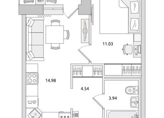 Продажа 1-комнатной квартиры, 38.4 м2, Мурино, ЖК Северный, улица Шоссе в Лаврики, 68к2