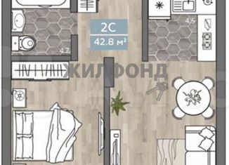 Продается 2-комнатная квартира, 42.8 м2, Новосибирск, улица Королёва, 1Б, метро Золотая Нива