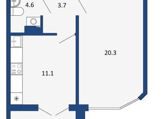 Продаю однокомнатную квартиру, 39.7 м2, Воронеж, улица Маршала Одинцова, 25Б/8