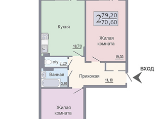 Продается двухкомнатная квартира, 70.6 м2, Воронеж, улица 121-й Стрелковой Дивизии, 50А, Ленинский район