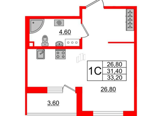 Продам квартиру студию, 33.2 м2, Санкт-Петербург, Манчестерская улица, 3, ЖК Светлана Парк