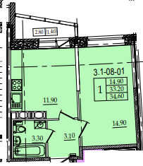 Продажа 1-комнатной квартиры, 34.6 м2, Санкт-Петербург, Заневский проспект, 42, метро Ладожская