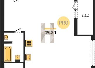 Продам 1-ком. квартиру, 45.8 м2, Новосибирск, метро Маршала Покрышкина