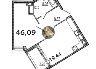 Продажа 1-ком. квартиры, 46.09 м2, Санкт-Петербург, Тосина улица, 6, метро Волковская